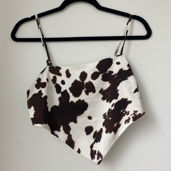 Forever 21 cow print crop top (S) never worn - Picture 1 of 2